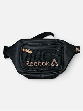 Black Faux Leather Reebok Belt Bag/Hip Pack/Fanny Pack